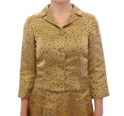 Silk Short Jacquard Floral Blazer Jacket