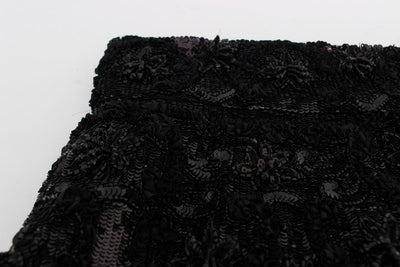 Black Crystal Sequined Mini Shorts