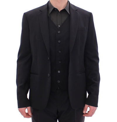 Black two button blazer with Vest