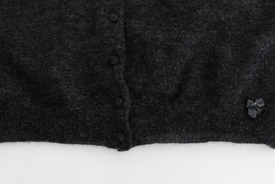 Gray Knit Wool Cardigan Sweater