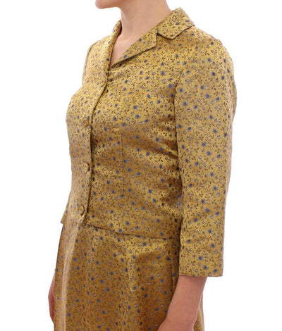 Silk Short Jacquard Floral Blazer Jacket