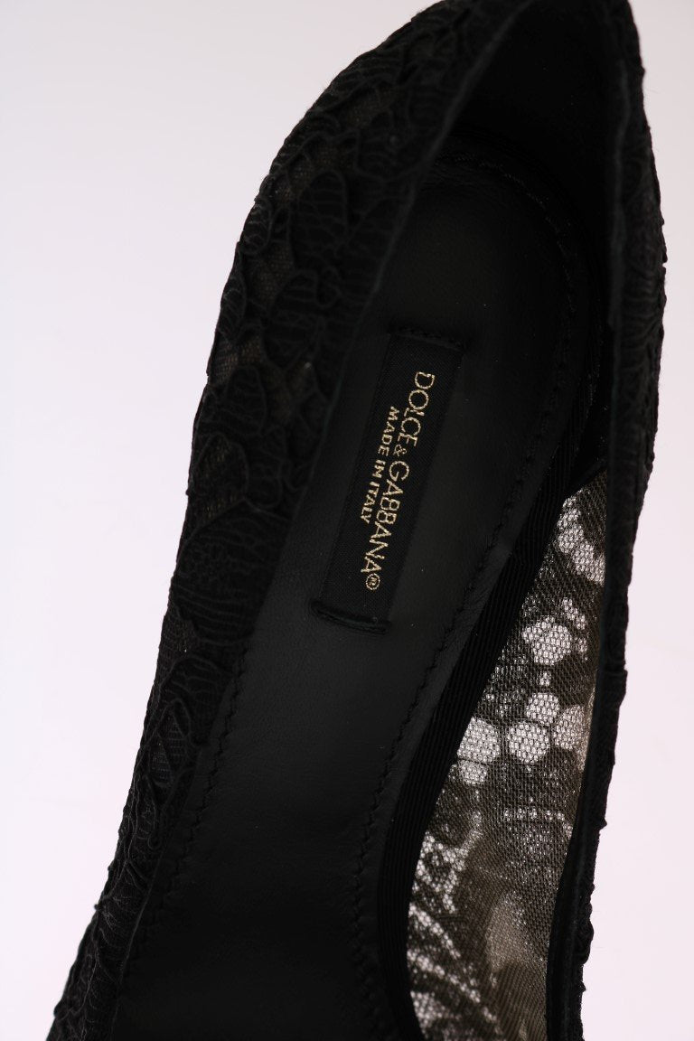 Black Taormina Lace Crystal Pumps