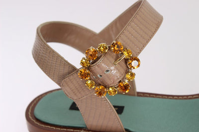 Pink Lizard Crystal Paglia Sandals