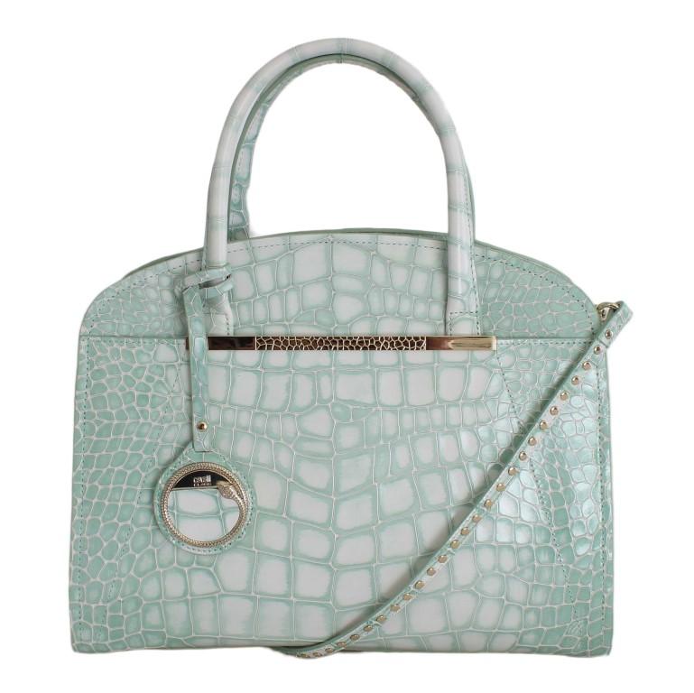 Blue Leather Hand Shoulder Satchel Bag