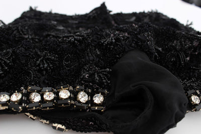 Black Crystal Sequined Mini Shorts