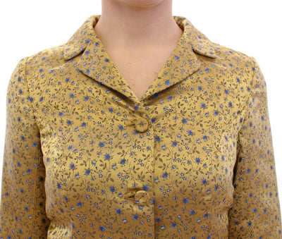 Silk Short Jacquard Floral Blazer Jacket
