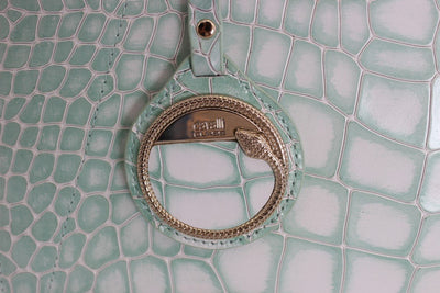 Blue Leather Hand Shoulder Satchel Bag