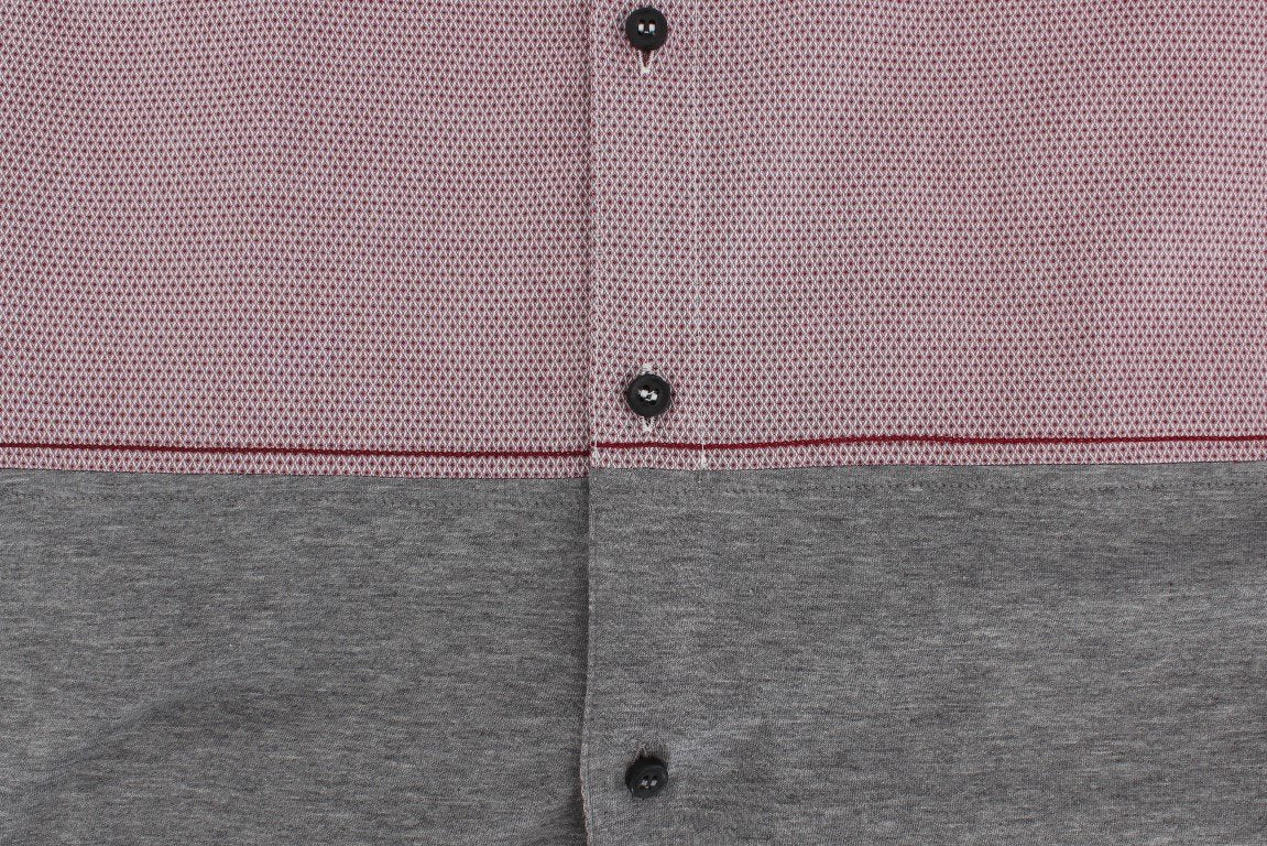 Red Gray GOLD Slim Fit Casual Mens Shirt