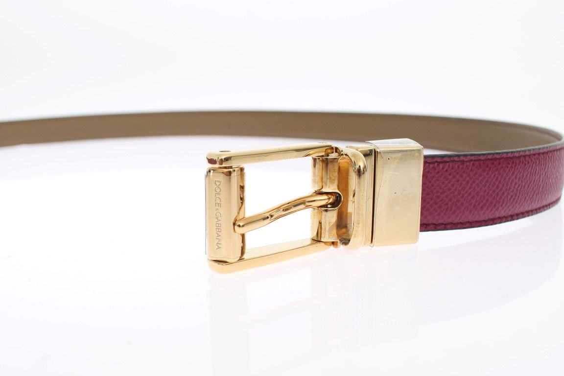 Pink Khaki Leather Reversible Waist Belt