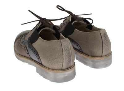 Beige Brown Leather Wingtip Shoes