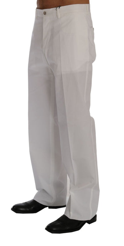 White Cotton Stretch Straight Fit Pants