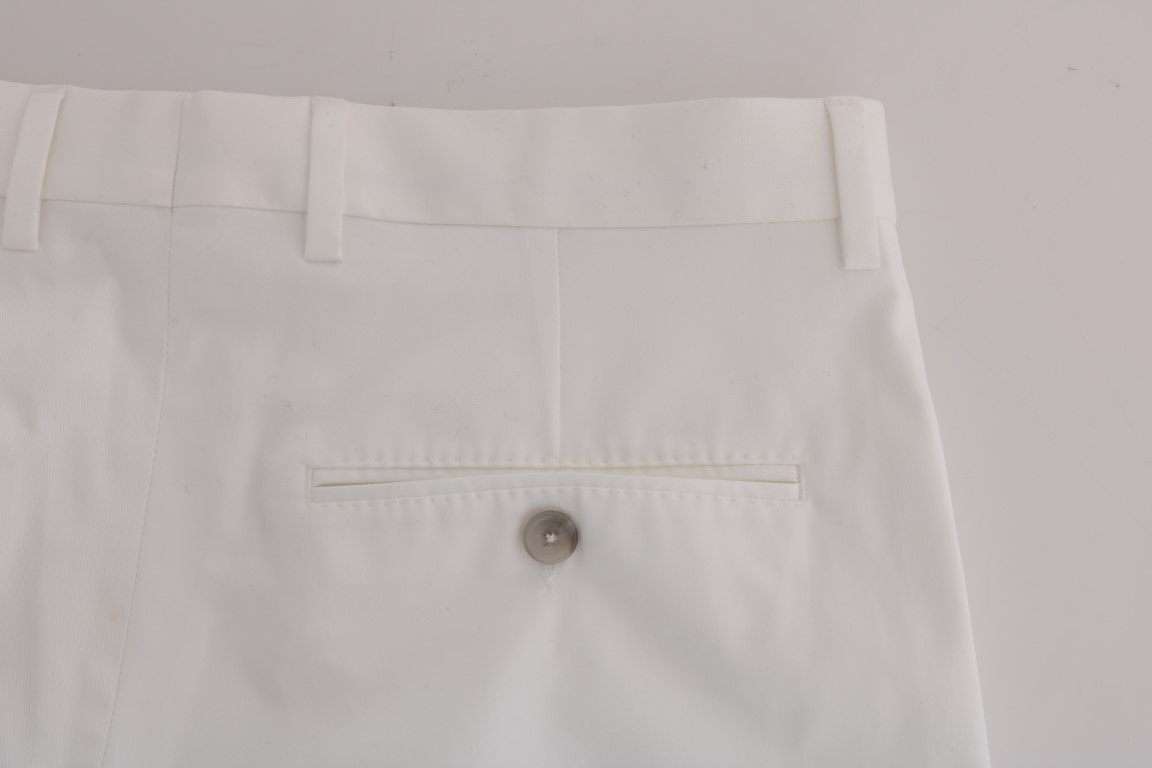 White Cotton Stretch Straight Fit Pants