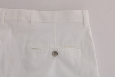 White Cotton Stretch Straight Fit Pants