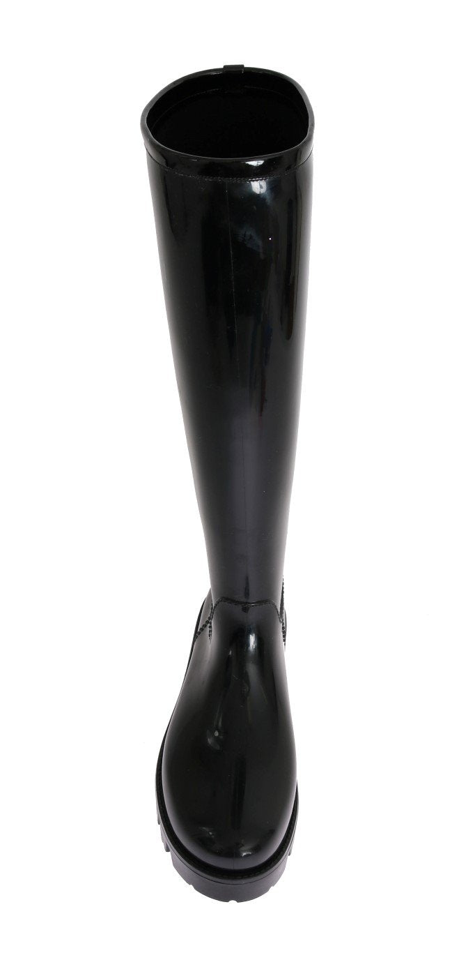 Black Rubber Rain Knee Boots