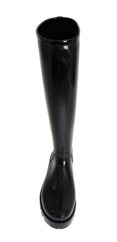 Black Rubber Rain Knee Boots