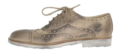 Beige Leather Wingtip Shoe