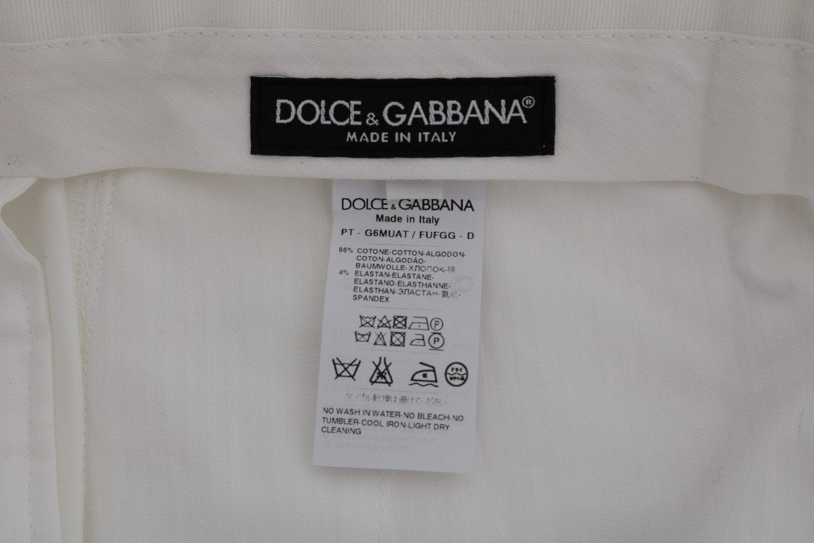 White Cotton Stretch Straight Fit Pants