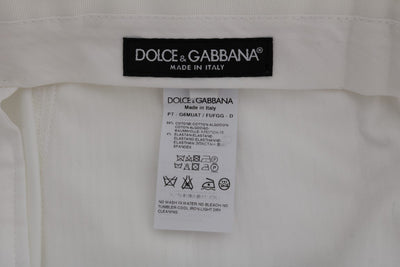 White Cotton Stretch Straight Fit Pants