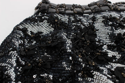 Black Silver Sequined Mini Shorts