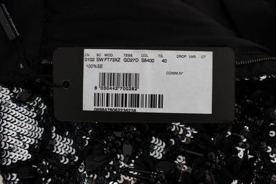 Black Silver Sequined Mini Shorts