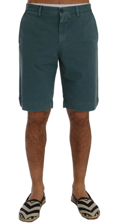 Blue Cotton Above Knees Casual Shorts