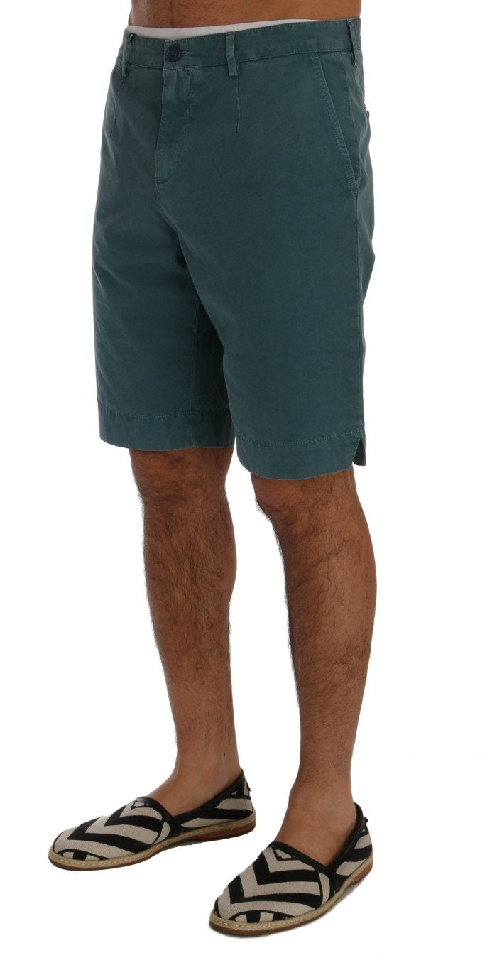 Blue Cotton Above Knees Casual Shorts