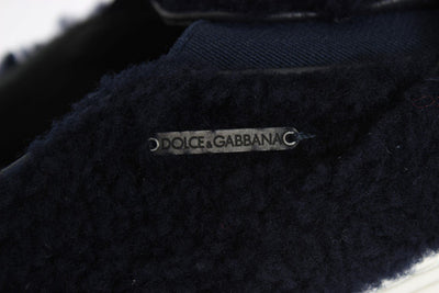 Blue Wool Leather Logo Sneakers