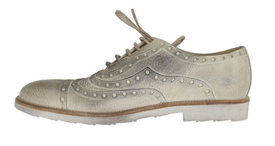 Beige Leather Wingtip Shoes