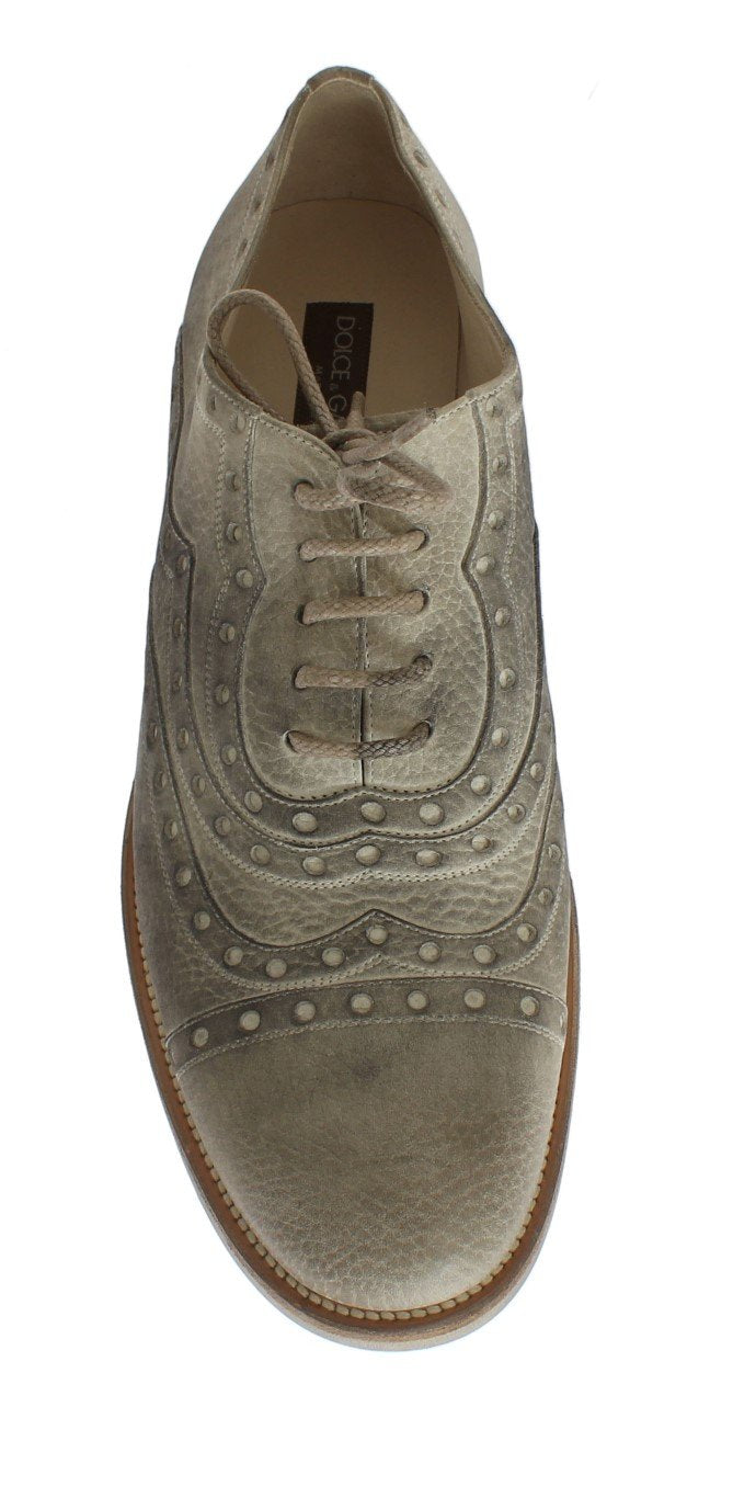 Beige Leather Wingtip Shoes