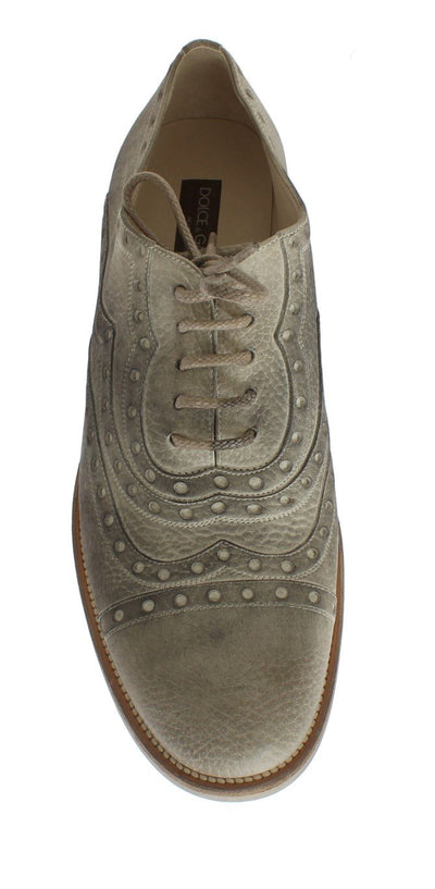 Beige Leather Wingtip Shoes
