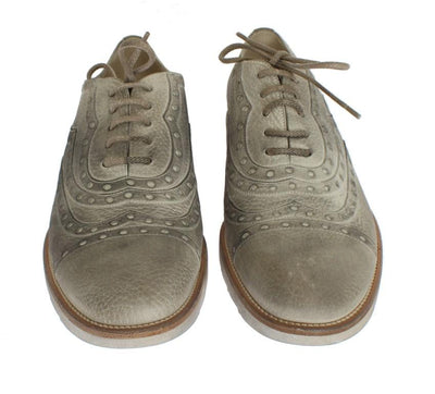 Beige Leather Wingtip Shoes