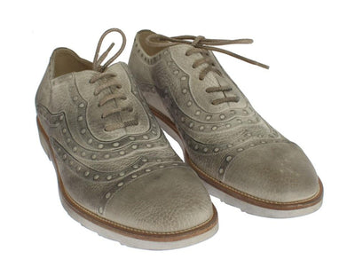 Beige Leather Wingtip Shoes