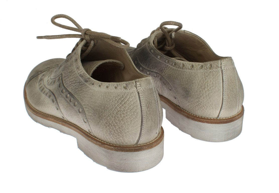 Beige Leather Wingtip Shoes