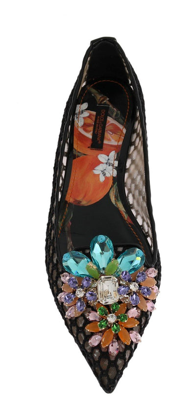 Black Ballet Flats Crystal Loafers