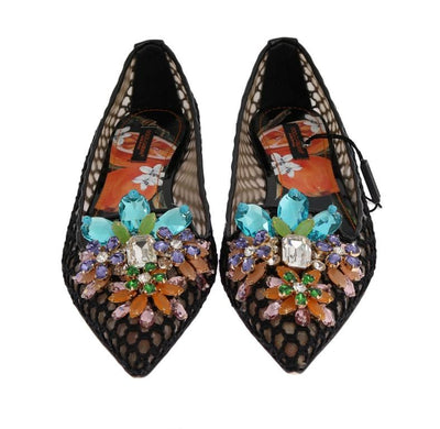 Black Ballet Flats Crystal Loafers