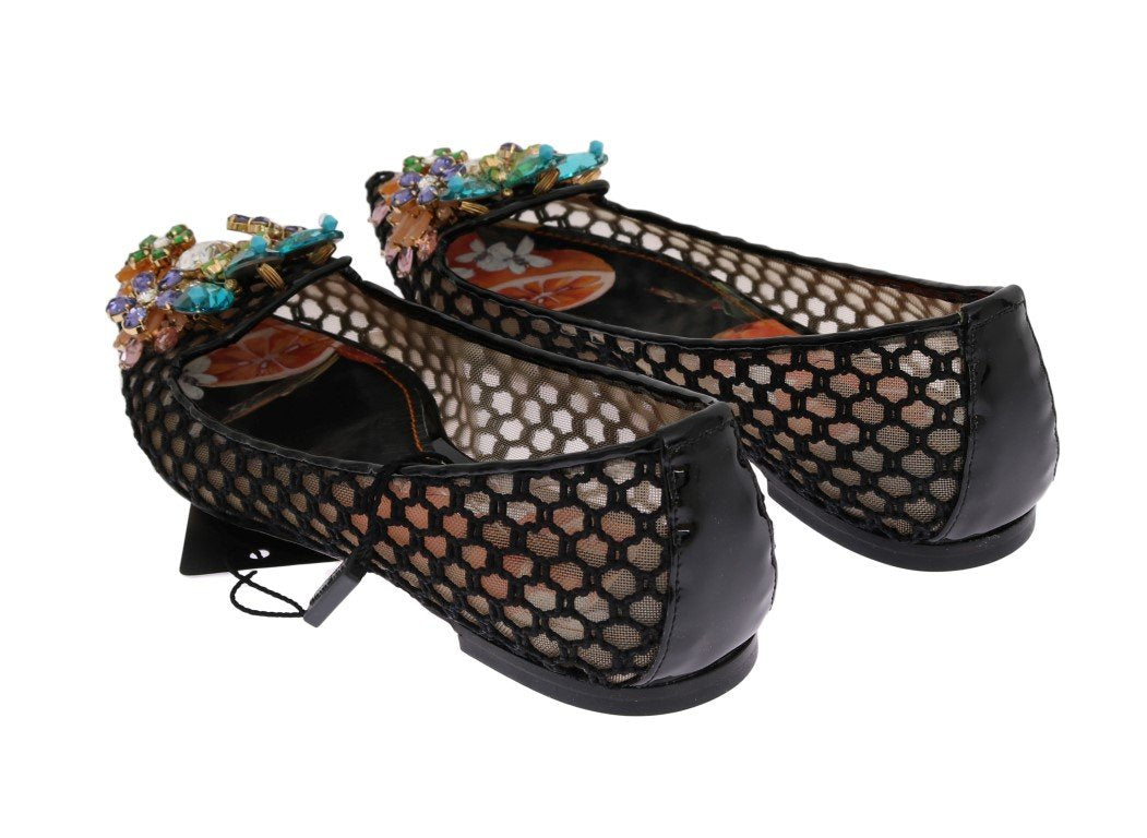 Black Ballet Flats Crystal Loafers