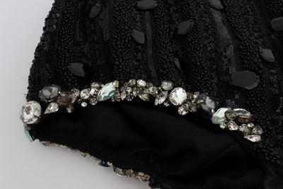 Black Crystal Sequined Mini Shorts