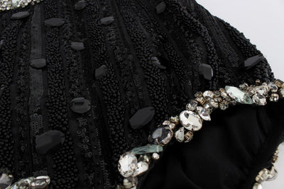 Black Crystal Sequined Mini Shorts