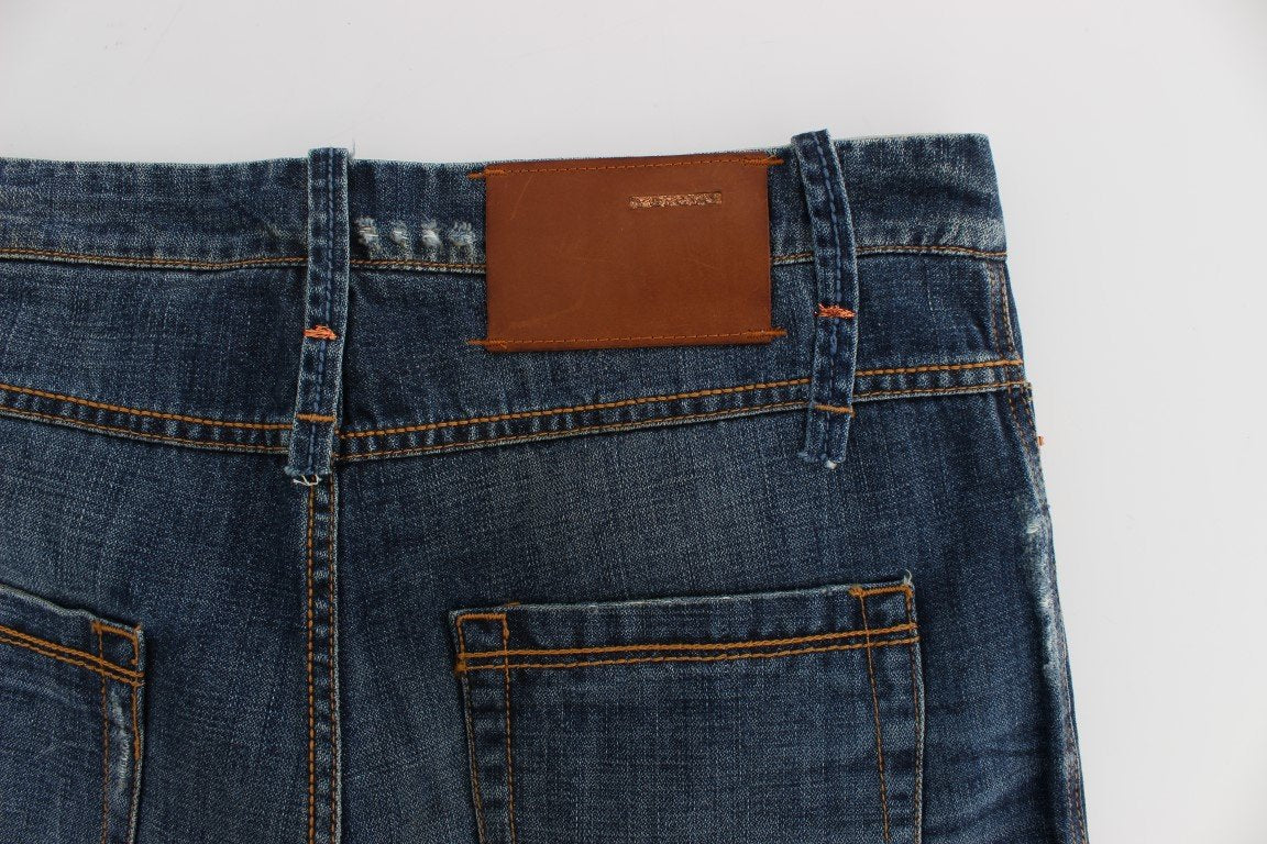 Blue Wash Cotton Denim Slim Fit Jeans