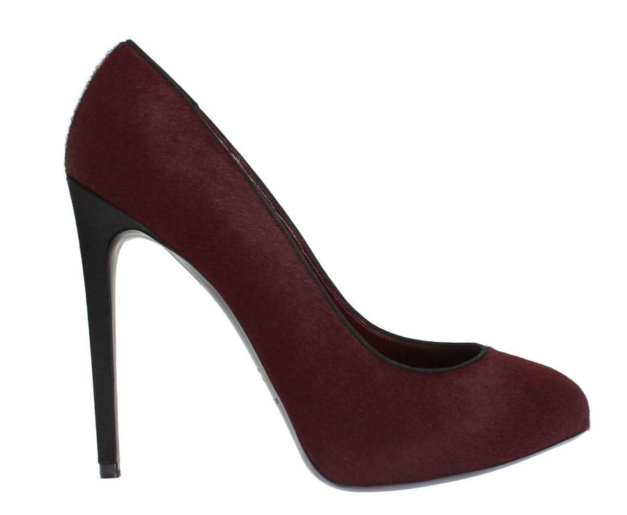 Bordeaux Pony Hair Leather Pumps