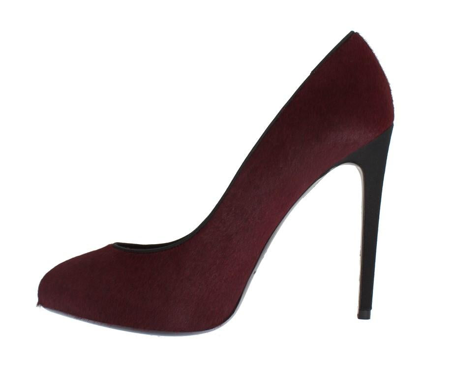 Bordeaux Pony Hair Leather Pumps