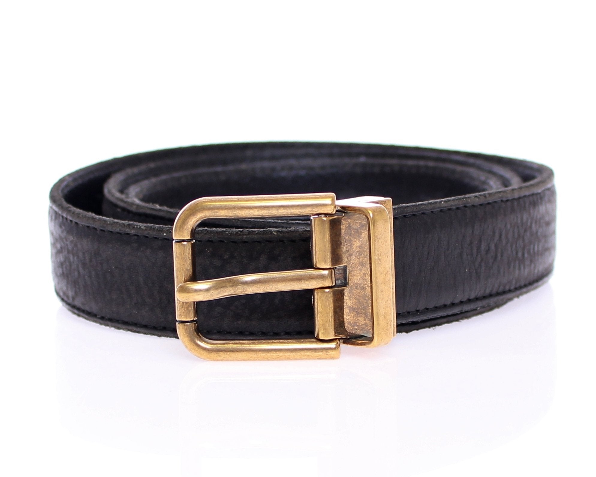 Black Leather Logo Belt