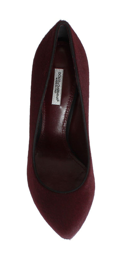 Bordeaux Pony Hair Leather Pumps