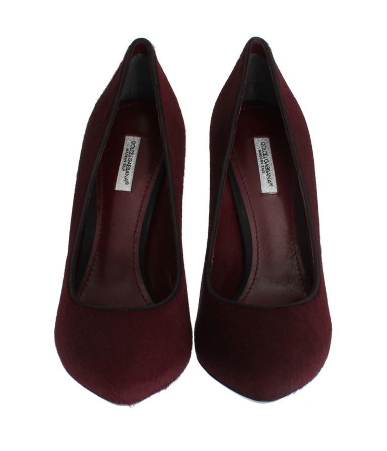 Bordeaux Pony Hair Leather Pumps