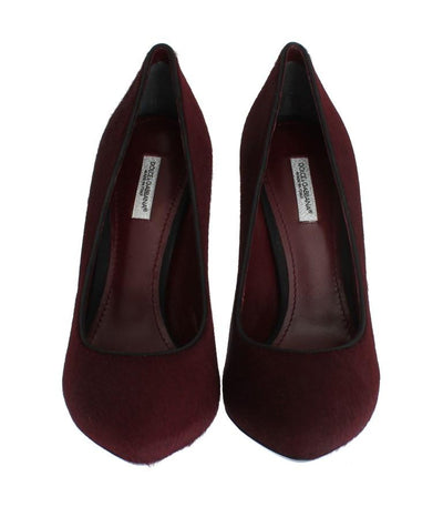 Bordeaux Pony Hair Leather Pumps
