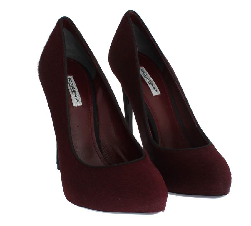 Bordeaux Pony Hair Leather Pumps
