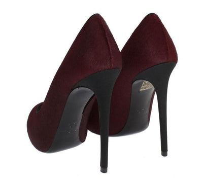 Bordeaux Pony Hair Leather Pumps
