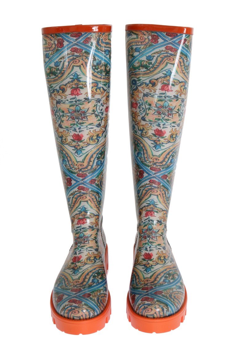 Majolica Print Rain Rubber Boots