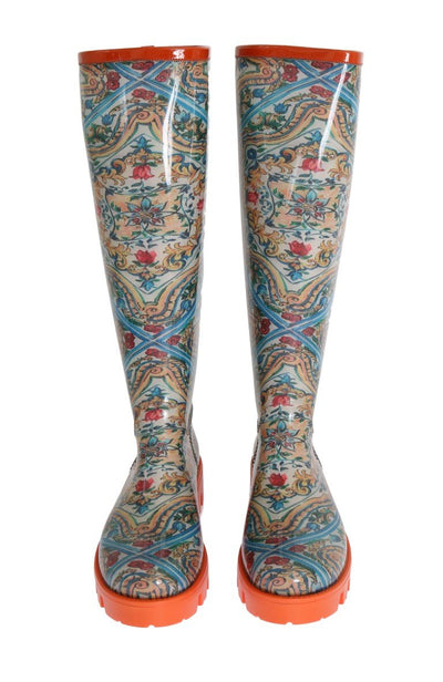 Majolica Print Rain Rubber Boots