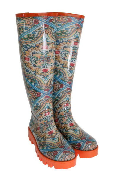 Majolica Print Rain Rubber Boots